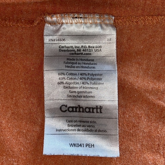 Carhart for Women Orange V-neck Soft Minimalist Pullover T-shirt 4789 - Picture 6 of 7